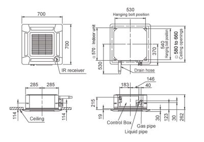 Инверторен климатик касетъчен General AUHG18LVLB/AOHG18LBCB